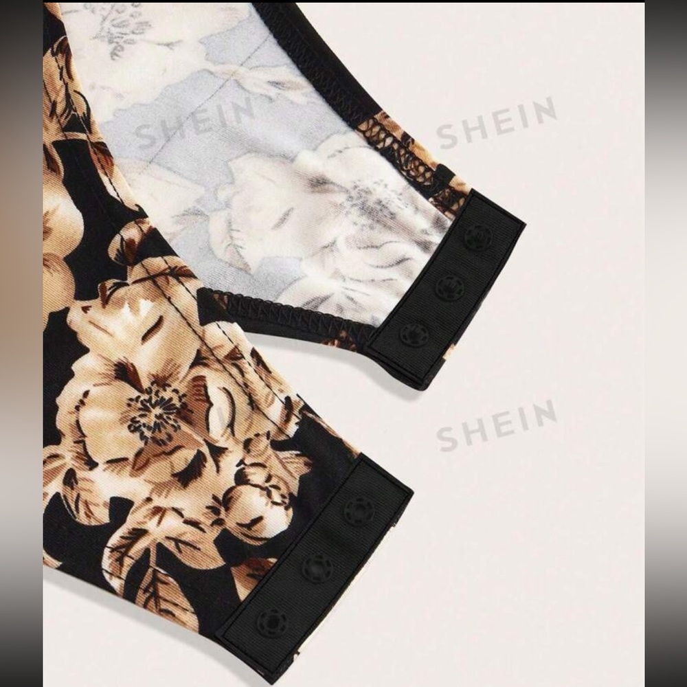 FWP SHEIN Plus size Floral Shaping Body Suit in Black or cream/ivory - Picture 8 of 8